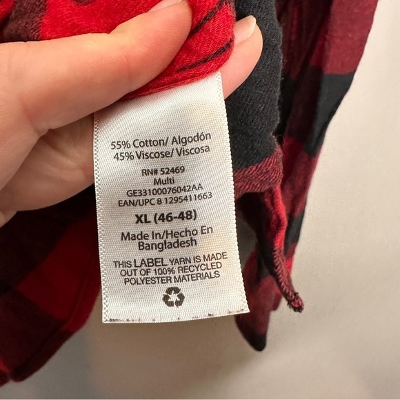 George black & red buffalo check plaid button down flannel - Picture 4 of 5
